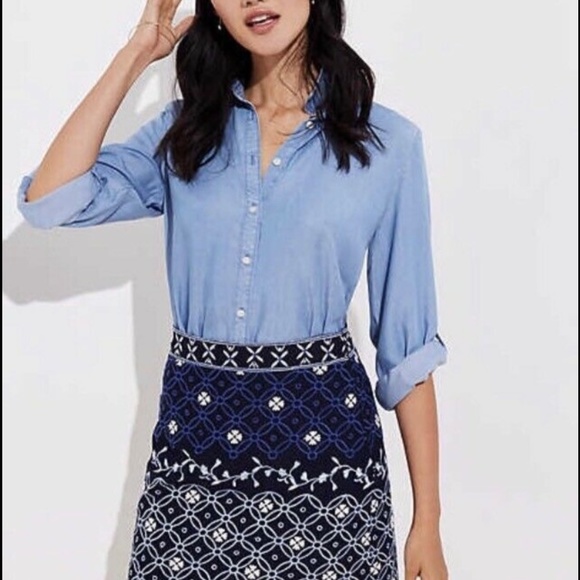 LOFT Embroidered High Waist Mini Skirt - Picture 3 of 4